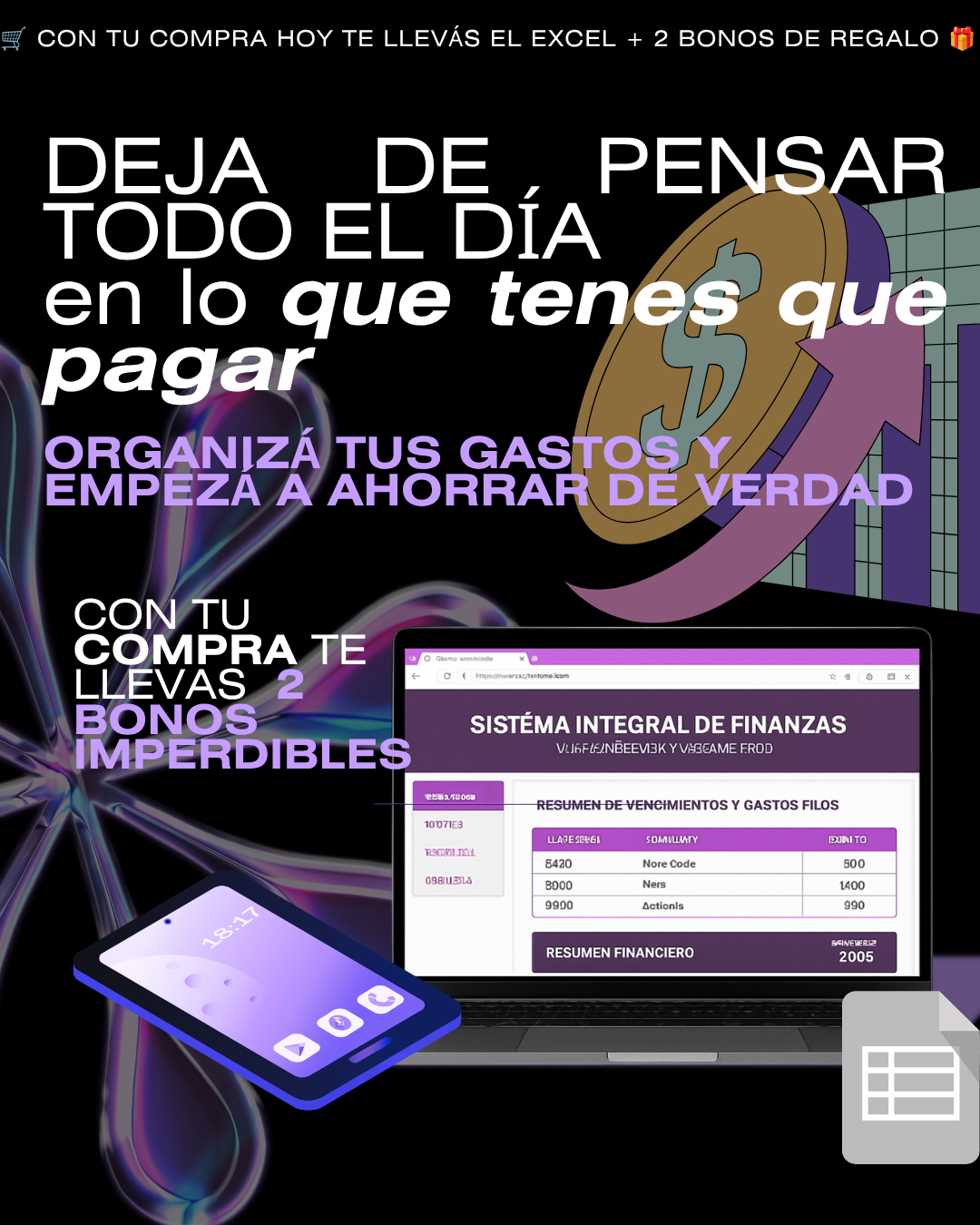 Organizá tus gastos fácil y rápido + 2 Bonos: alcanzá tus objetivos